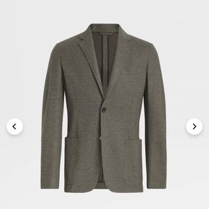 OLIVE GREEN WOOL CASHMERE AND SILK JERSEY SHIRT JACKET, REGULAR FIT